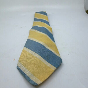 Brooks Brothers Makers Striped Yellow Blue Silk Cotton Tie